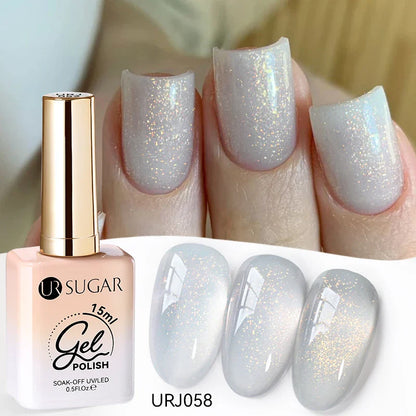 UR SUGAR 15ml Jelly Milky White Gel Polish – Translucent UV Soak Off Nail Art Varnish Semi-Permanent Fashion Nail Color