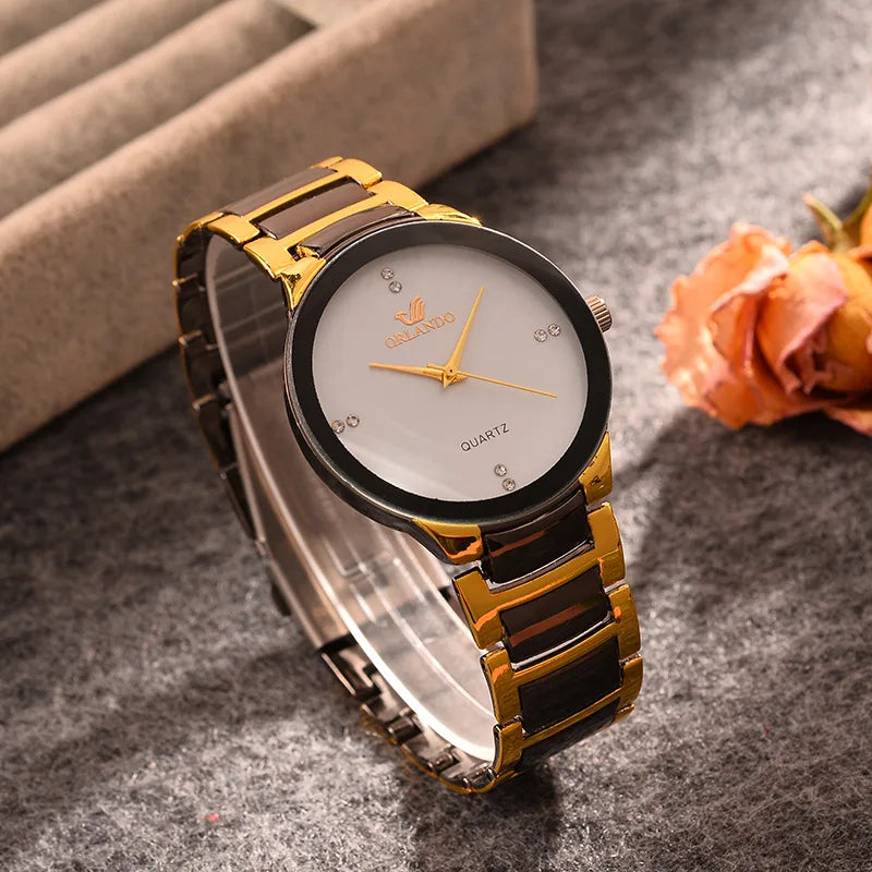ORLANDO Men's Luxury Watch – Black & Gold Quartz Steel Wristwatch, Exquisite Fashion Relogio Masculino