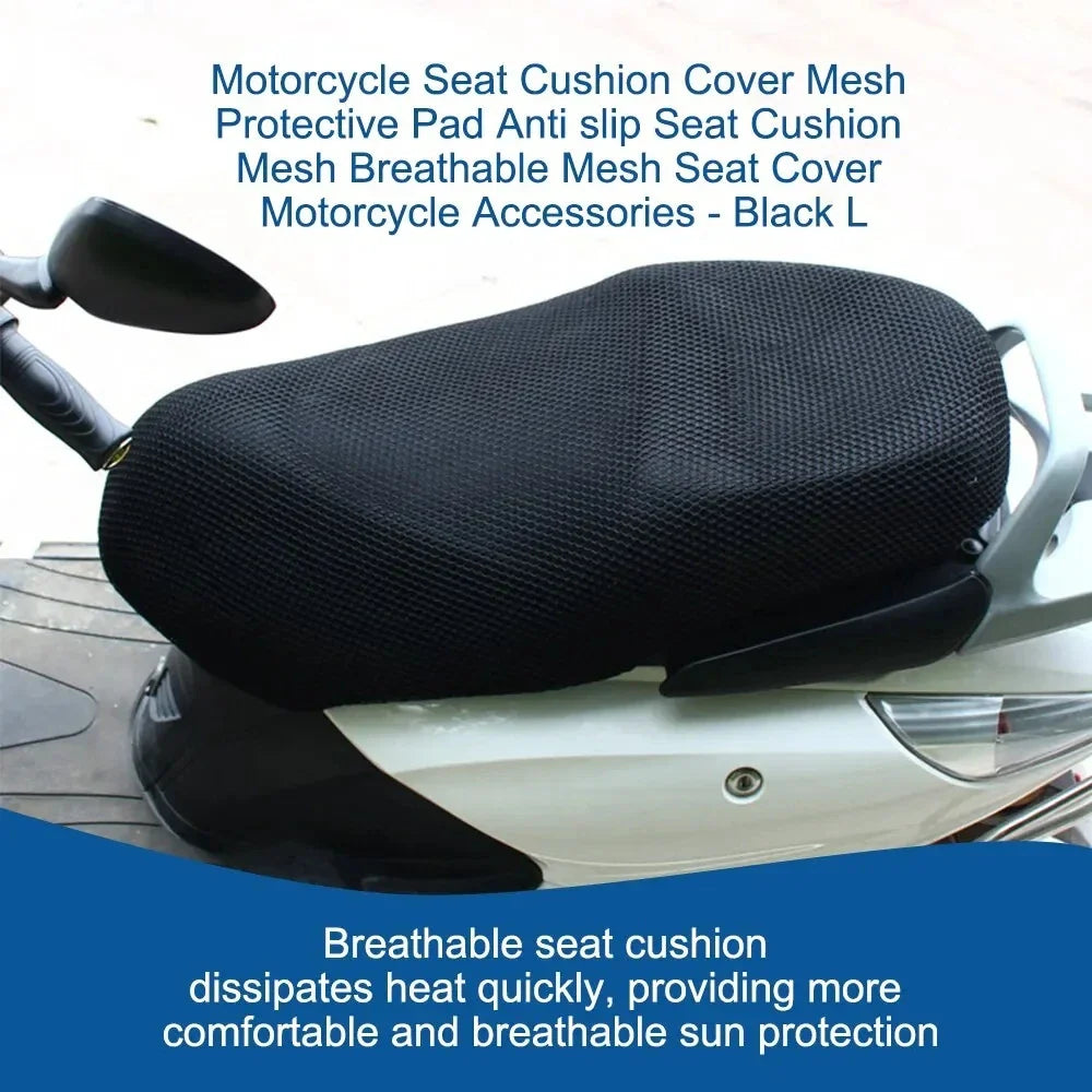 Breathable 3D Mesh Motorcycle Seat Cover – Summer Cooling Anti-Slip Cushion Pad for Moped & Scooter