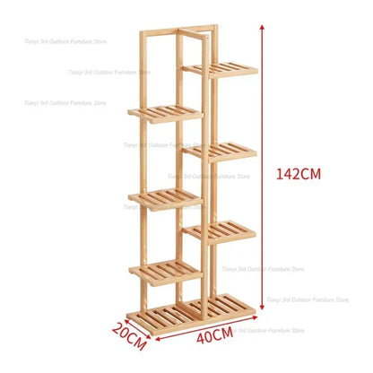 Nordic Wooden Plant Shelves - Indoor Flower Shelf for Living Room, Balcony, Garden Furniture, FYPS