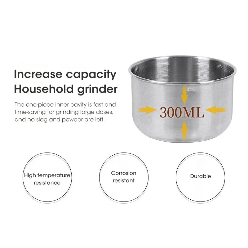 Mini Electric Grinder 300ml – Ultrafine Pulverizer for Baby Food, Coffee, Spices & Grains with 2/4 Blades