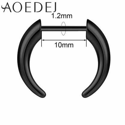 AOEDEJ 16G Stainless Steel Plug-In Style Nose Ring – Spike Ox Horn Septum Ring for Men & Women Large Gauge Body Piercing (8–10mm) Single Piece