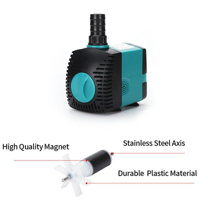 Ultra-Quiet 3-60W Submersible Water Fountain Pump - Filter for Fish Pond & Aquarium, EU/US 220V-240V