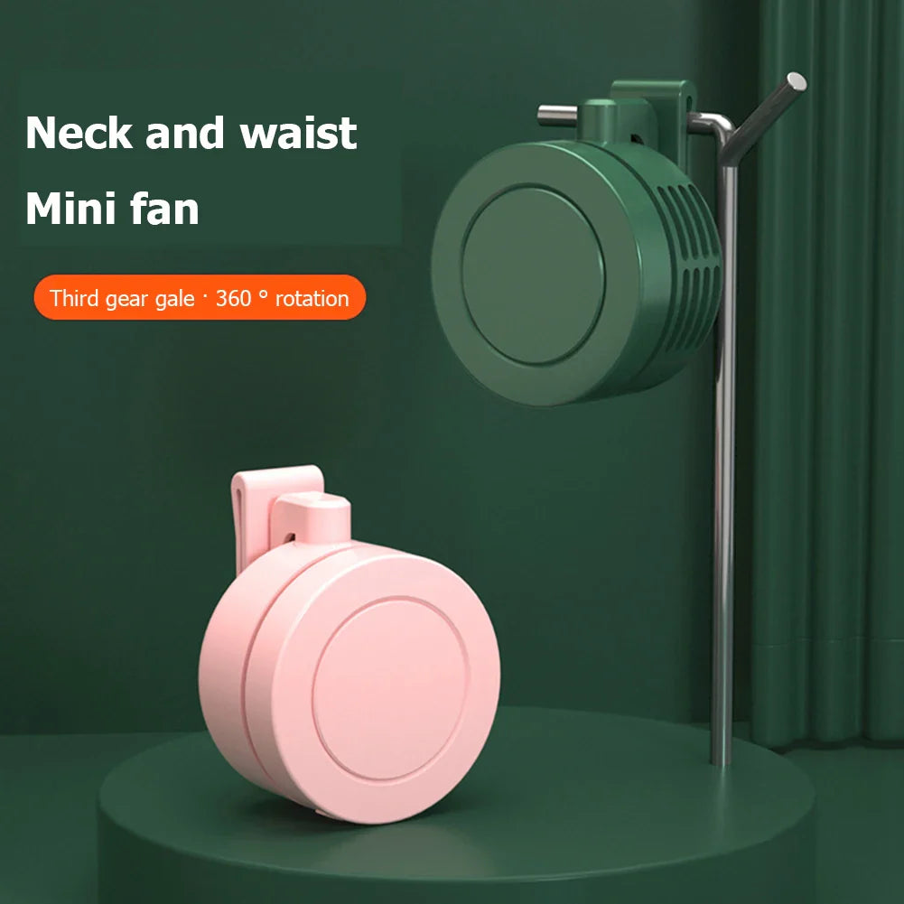 Portable Rechargeable Waist Fan – Wearable Mini Clip Belt Fan with 3 Speeds for Outdoor Work, Travel, Farming & Fishing