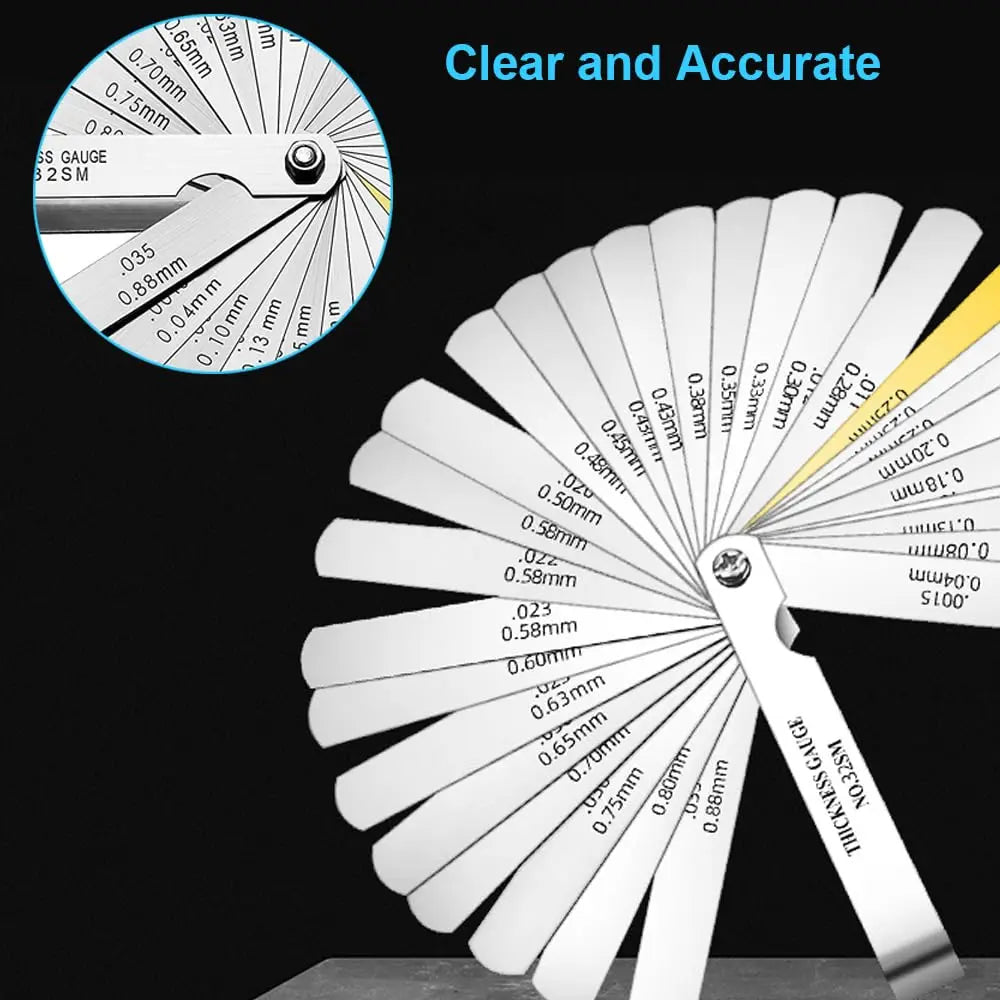 32PCS Stainless Steel Feeler Gauge Set – Portable Durable Gap Gauge with Multiple Specifications for Precision Measurement