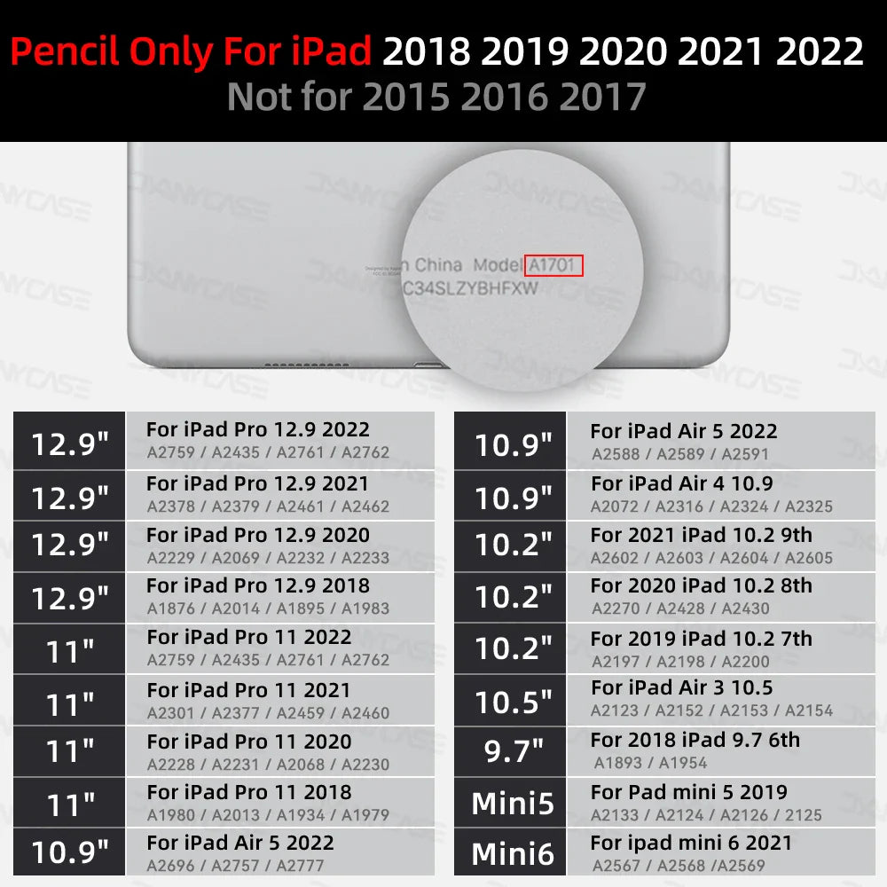 Apple Pencil Stylus for iPad — Palm Rejection & Power Display — Compatible with iPad Pro, Air, Mini (2018–2022)