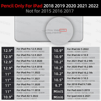 Apple Pencil Stylus for iPad — Palm Rejection & Power Display — Compatible with iPad Pro, Air, Mini (2018–2022)