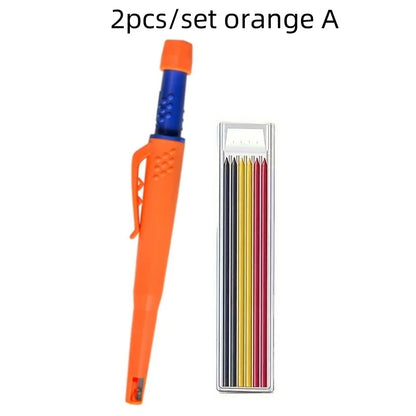 Solid Carpenter Pencil Set — 2.8mm Mechanical Pencil Marker with Built-In Sharpener for Woodworking, Construction, and Architecture