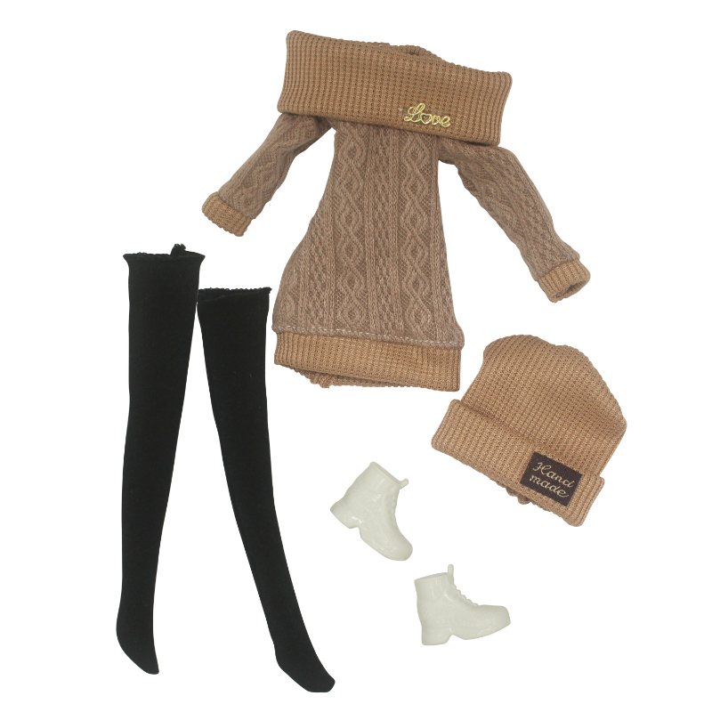 30cm Thin Doll Casual Outfit – 4-Piece Sweater Suit Set for Girls DIY Dress-Up Doll Accessories