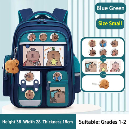 Capybara Waterproof School Backpack | Large Capacity, Ergonomic Straps for Students, Spine-Friendly Gift Bag