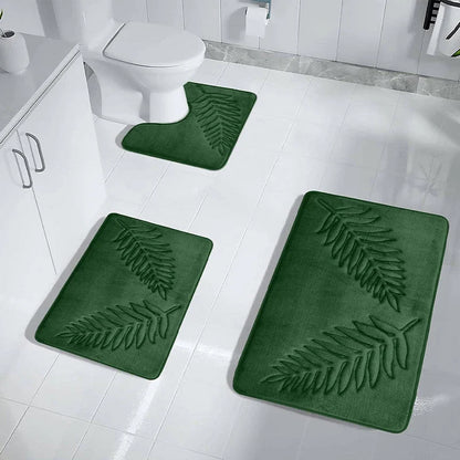 3Pcs Anti-Slip Bath Rug Set – Non-Slip Quick Dry Absorbent Bathroom Mat, Machine Washable Shower Carpet for Home