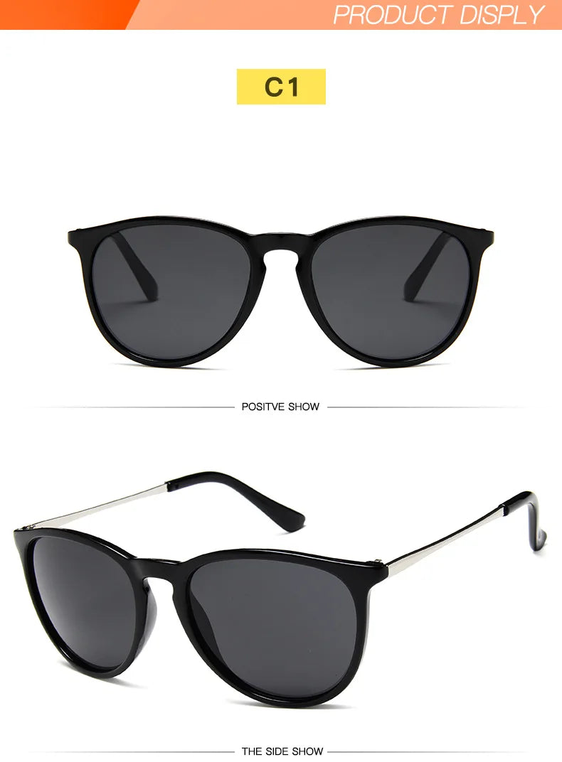Metal Frame Vintage Round Sunglasses — Reflective UV Protection Shades for Men & Women