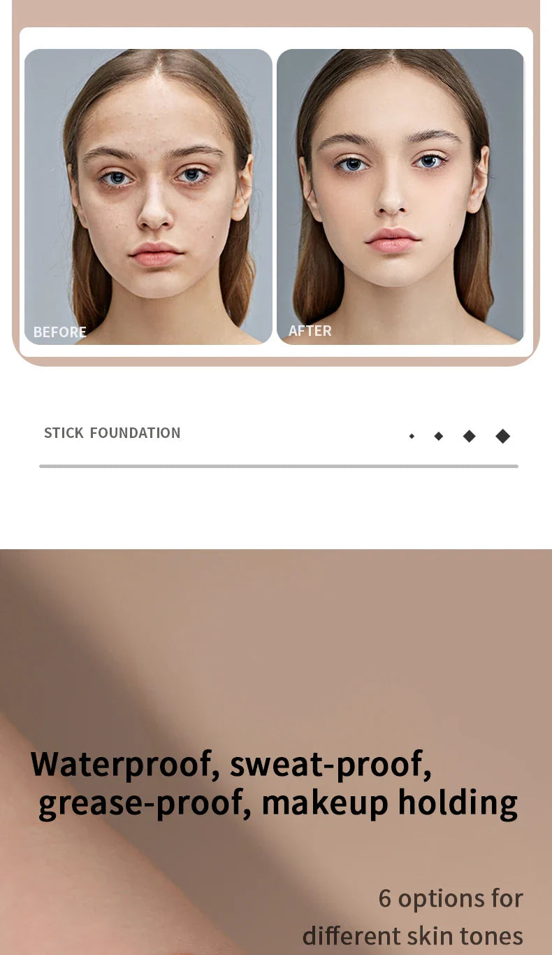 MAXFINE Foundation Stick – Long-Lasting, Blendable Creamy Formula for Shine-Free, Natural Finish – Cruelty-Free