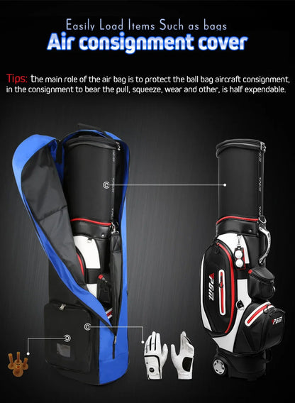 PGM Golf Aviation Bag – Large Capacity Foldable Golf Bag with Silent Wheels for Airplane Travel, HKB002