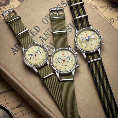 40mm 1963 Pilot Aviation Mechanical Chronograph — Original Seagull ST1901 Movement Men's Sapphire Vintage Watch