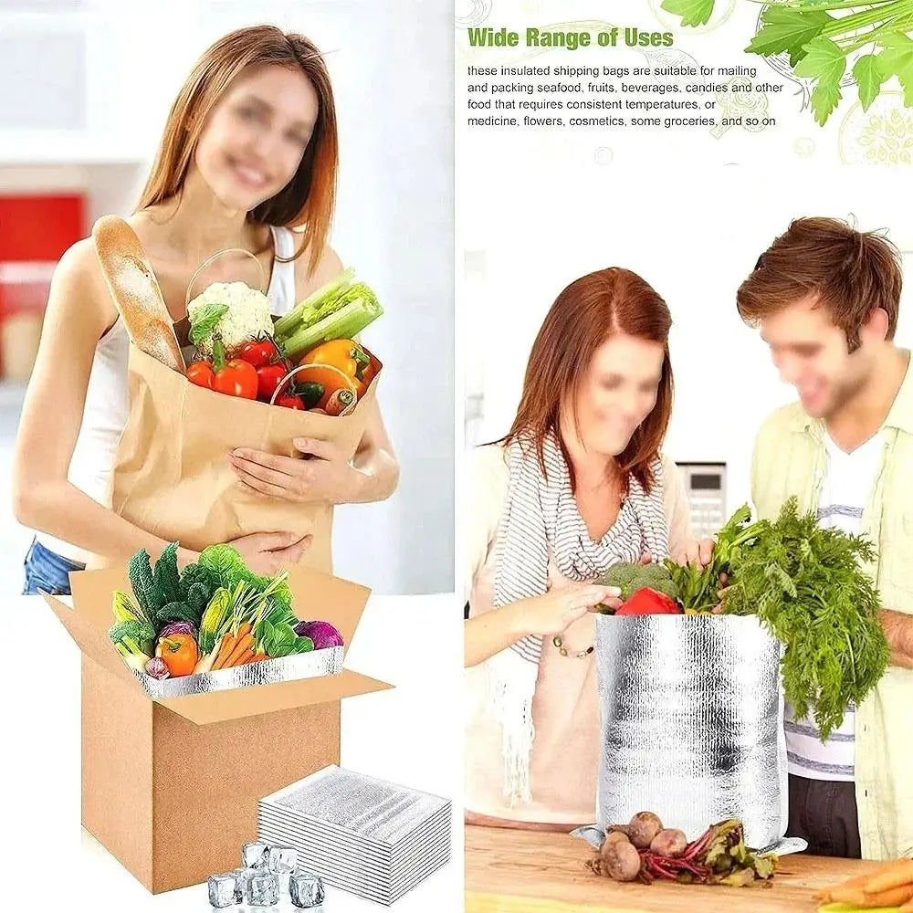 Aluminum Foil Cooler Bag – Insulated Folding Thermal Picnic Bag, Portable Food and Drink Delivery Carrier