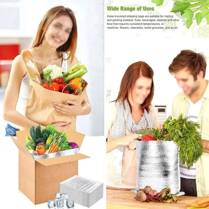 Aluminum Foil Cooler Bag – Insulated Folding Thermal Picnic Bag, Portable Food and Drink Delivery Carrier