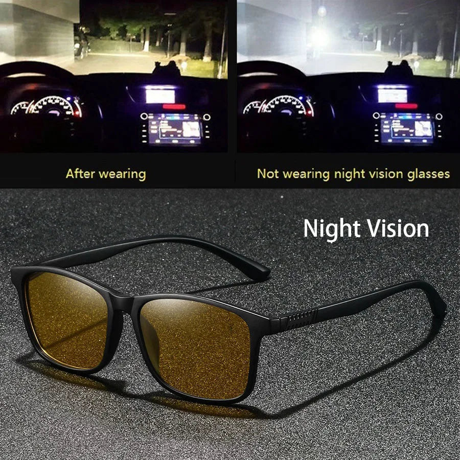 Vintage Square Frame Night Vision Glasses – Unisex Anti-Glare, Anti-Reflective UV400 Eyewear