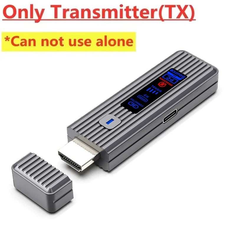 Wireless HDMI Video Transmitter & Receiver Extender Kit – TV Stick Dongle Adapter for PC, Camera, Laptop to Projector, Monitor & TV