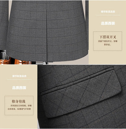 2023 Men’s Two-Button Wedding Suit — Korean Slim Fit Fashion Business Formal Two-Piece Set (Blazer + Trousers)