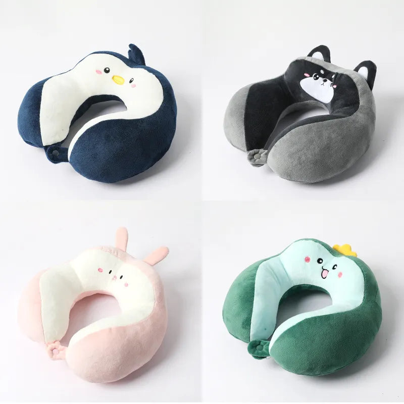 New Hump Cartoon U-shaped Pillow - Pp Cotton Crystal Velvet Embroidery U-shaped Pillow - Car Neck Pillow - Office Nap Neck Pillow