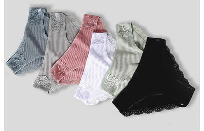Floral Lace Cotton Women’s Panties - Comfortable Briefs, Solid Color Underwear, 3PCS/Set, Sizes M-XXL