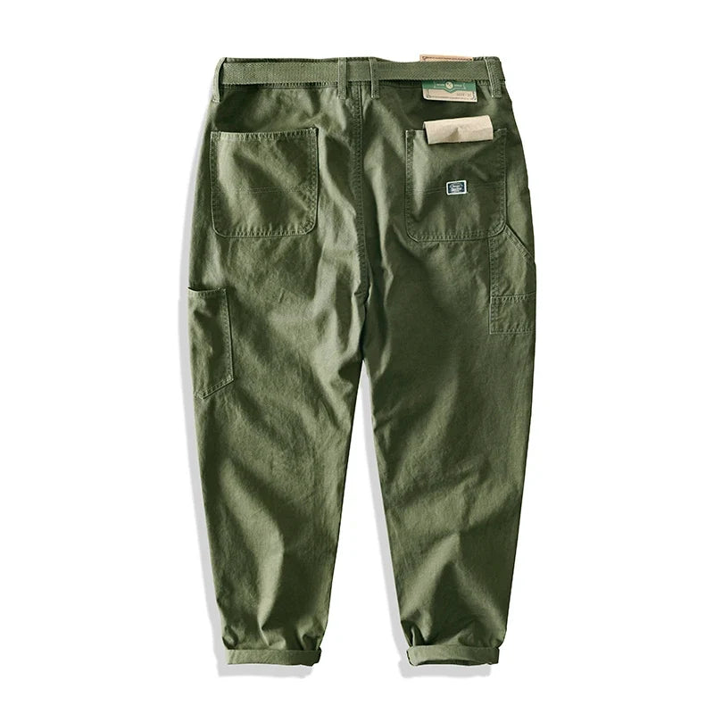 Men's Retro Workwear Cargo Pants - Straight-Leg Baggy Casual Trousers