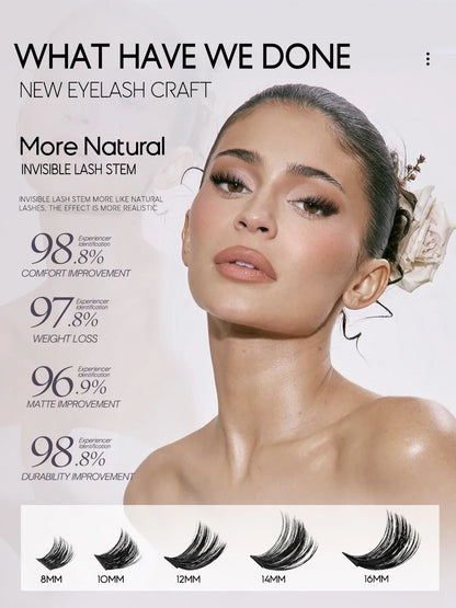 Fluffy C Curl Lash Cluster Kit (10–18mm) – DIY Eyelash Extensions Set with Bond & Seal for Natural Volume Lashes