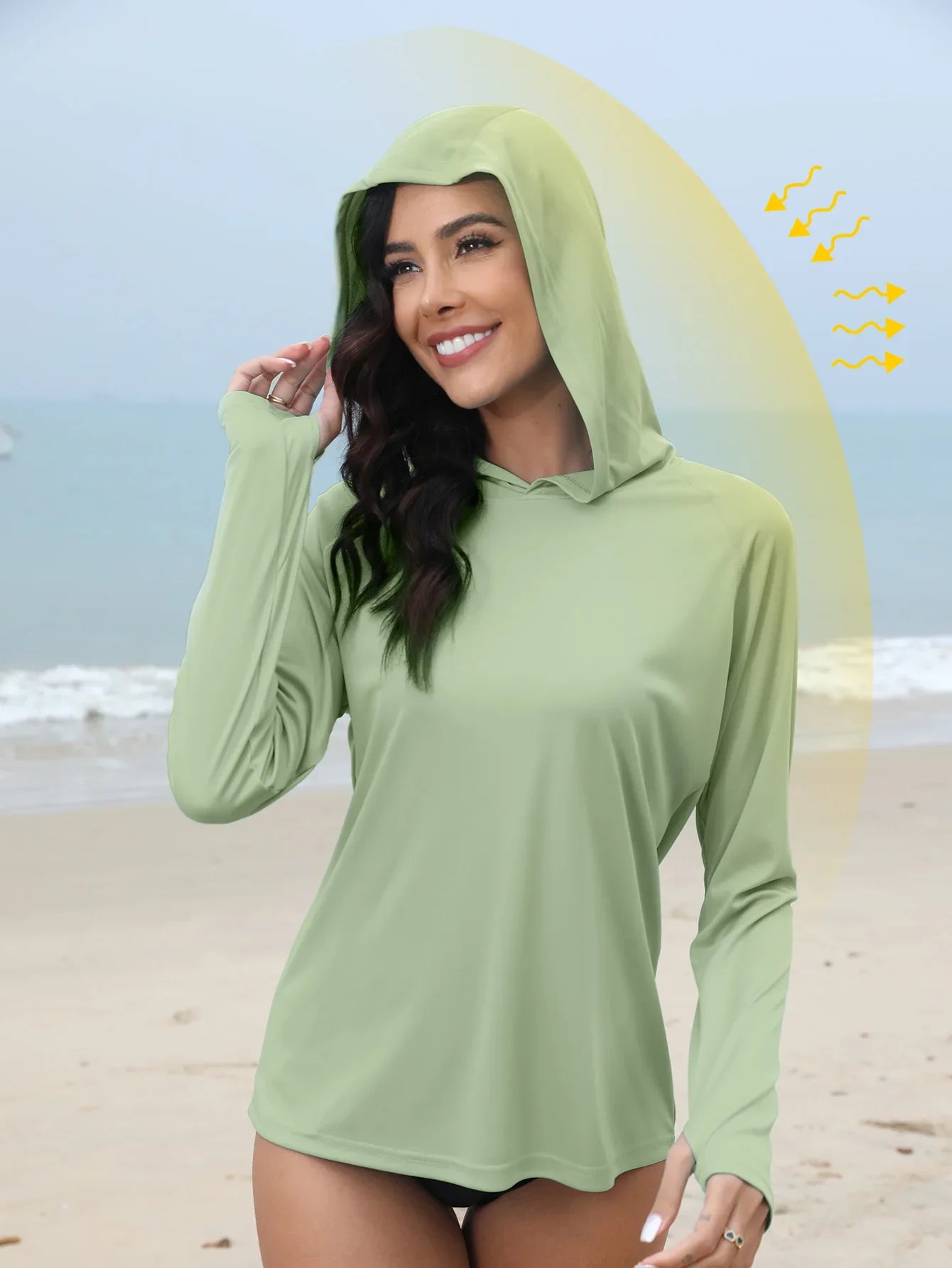 Women’s Sun Protection Hoodie – Thumb Hole & Hidden Ponytail Hooded UV Running Fitness Shirt Breathable Outdoor Sports Top
