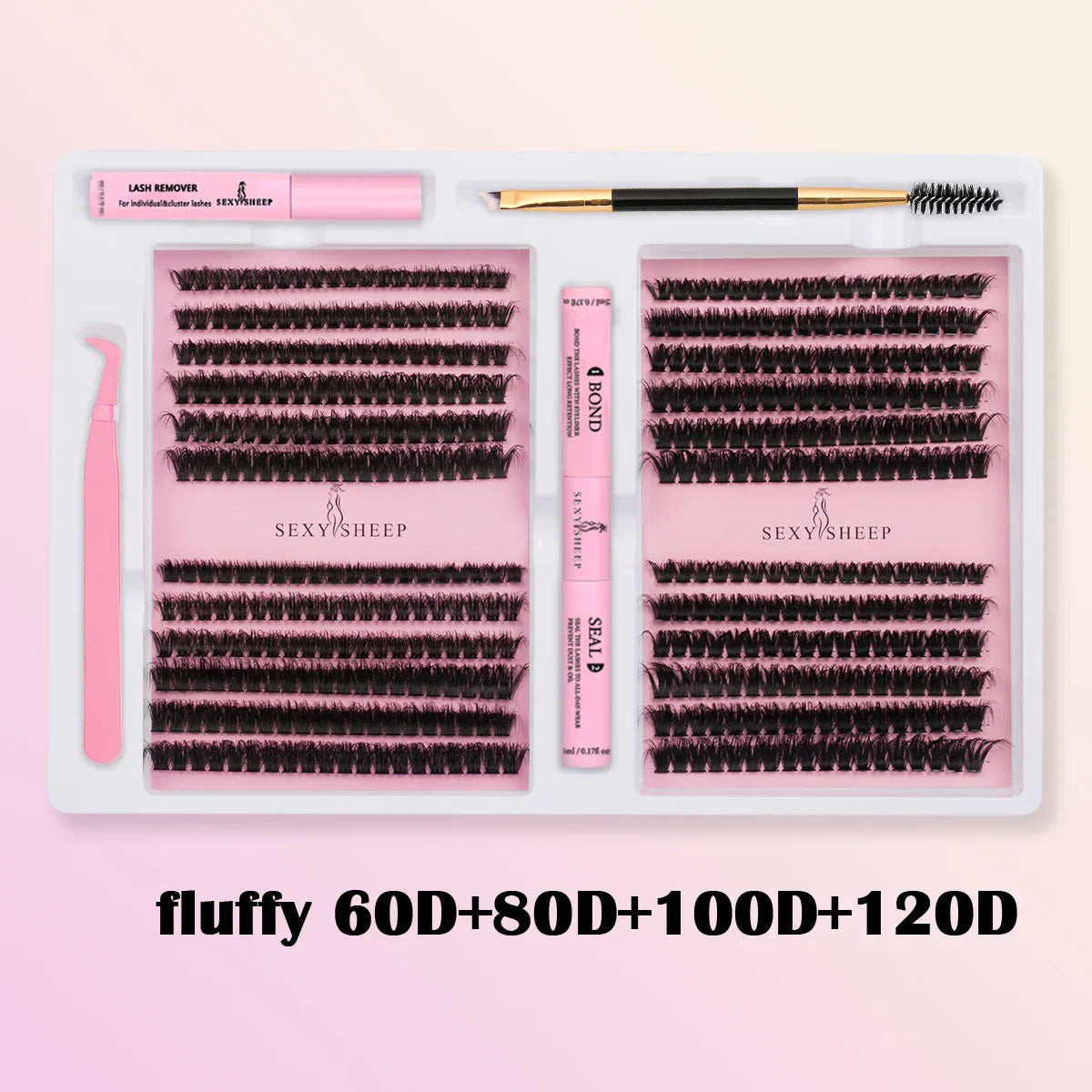 DIY False Eyelashes Cluster Extensions Kit – Natural Individual Lashes with Glue, Remover, Lash Brush & Tweezers