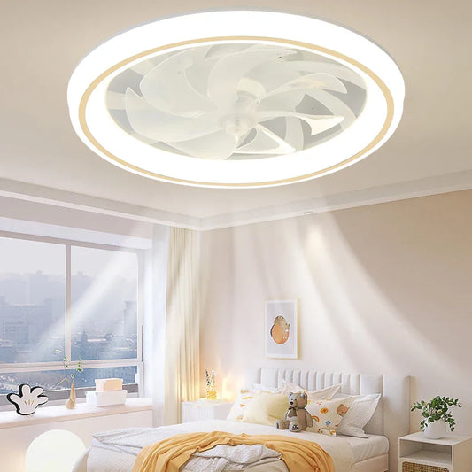 New Modern Ceiling Fan Light with Intelligent Remote Control - Ideal for Living Room, Bedroom, Restaurant - LED Fixture for Simple Home Décor