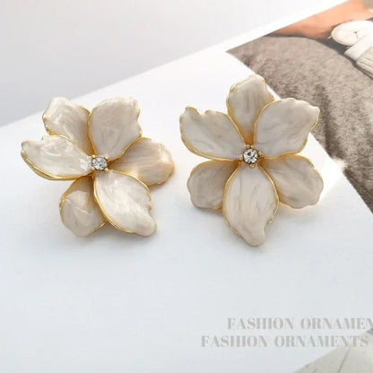 Modern 925 Silver Red Flower Stud Earrings — Spring/Summer Popular Big Earrings for Women & Girls, Fashion Jewelry Gift