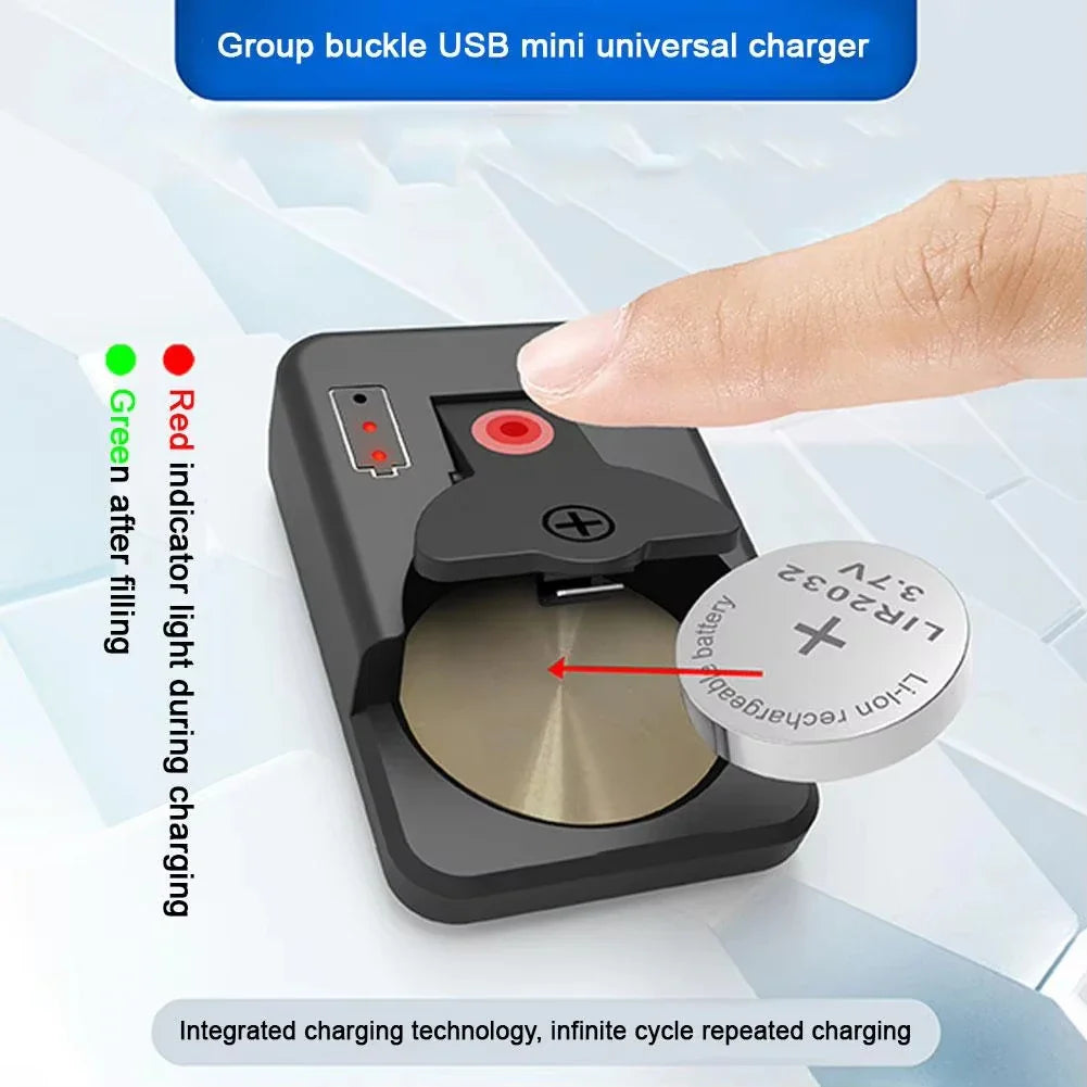 Universal Button Battery Charger with LED Indicator – Portable Smart Charger for LIR2016, LIR2025, LIR2032 Rechargeable Batteries & Accessories