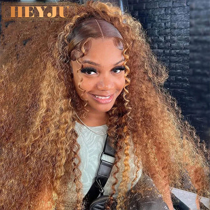 HD Lace Highlight Wig – Ombre Human Hair 13x6 Deep Wave Frontal Wig, Brazilian 13x4 Water Wave Curly Wig for Women