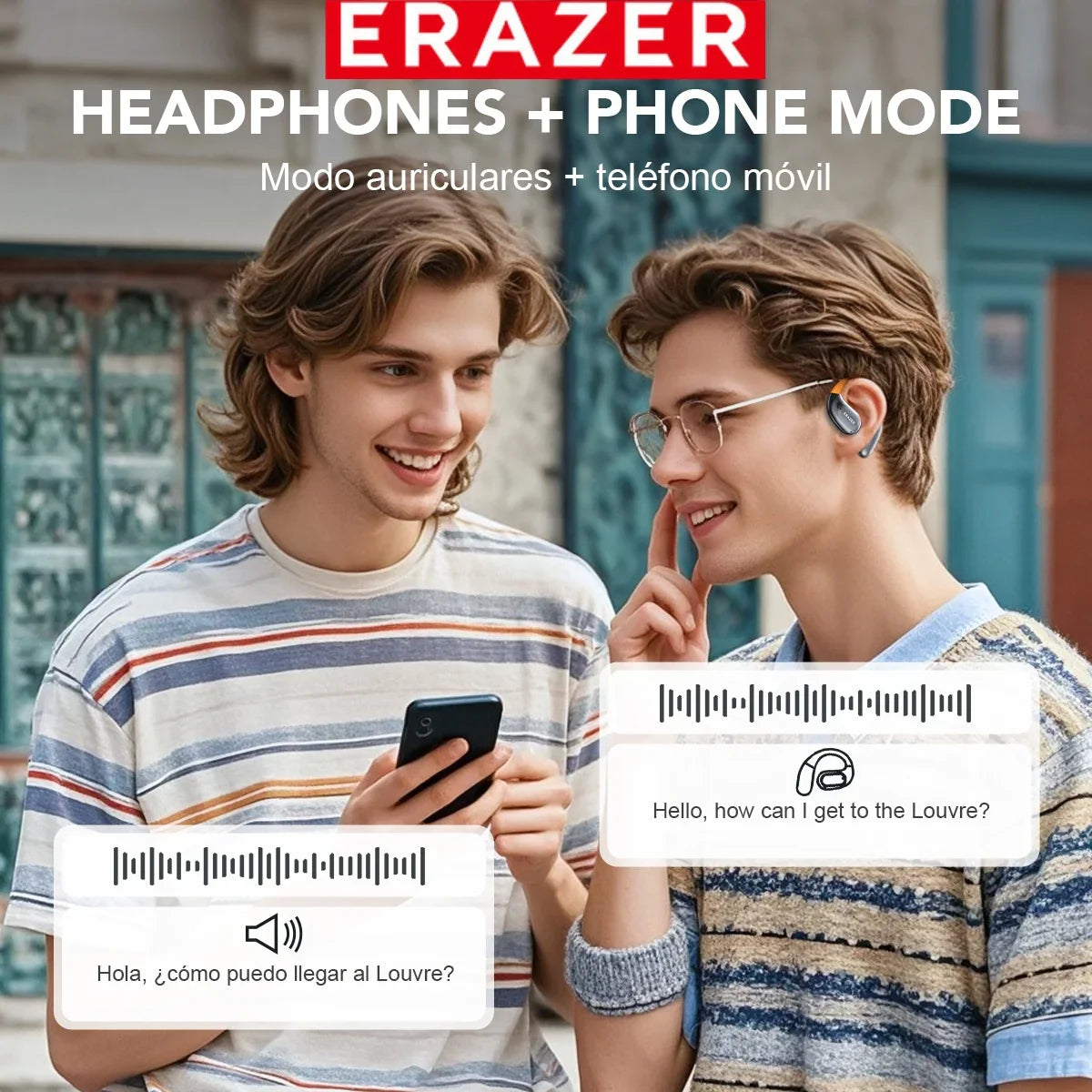 ERAZER XF31 AI Translator Earphones - Bluetooth Translation Earbuds, Sleep ASMR Headset, DIY APP, Wireless Open-Back Headphones