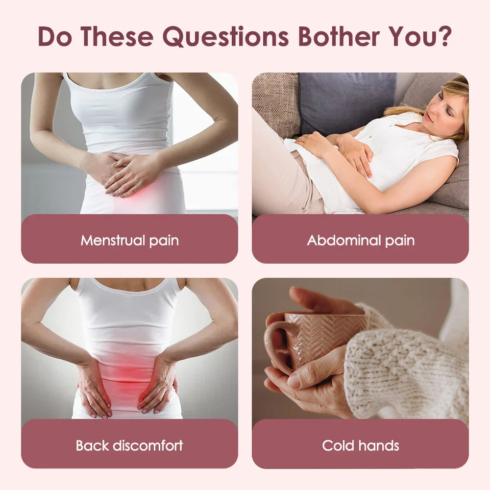 Electric Heating Pad for Women | Menstrual Cramp Relief Vibrator Belt | Abdominal Warmer & Blood Circulation Massager