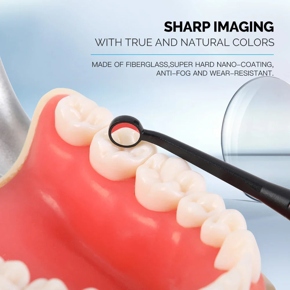 AZDENT Dental Micro Mouth Mirror – 2mm/3mm/5mm Anti-Fog Odontoscope with Detachable Handle for Oral Check