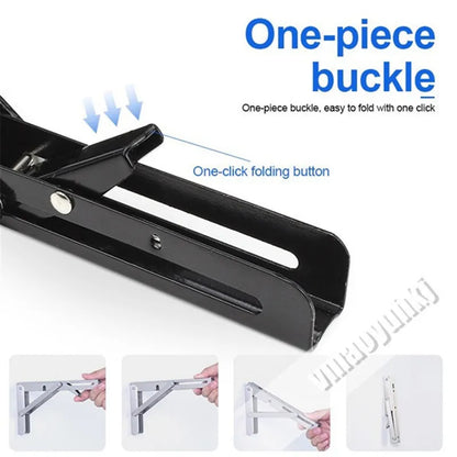 2pcs Heavy Duty Stainless Steel Folding Shelf Brackets | Collapsible Wall-Mounted L-Table Hinges for Bench & Table with Screws