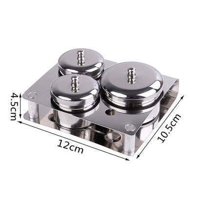 3-Piece Stainless Steel Dappen Dish Set – Manicure Nail Art Powder & Liquid Container Organizer Tray