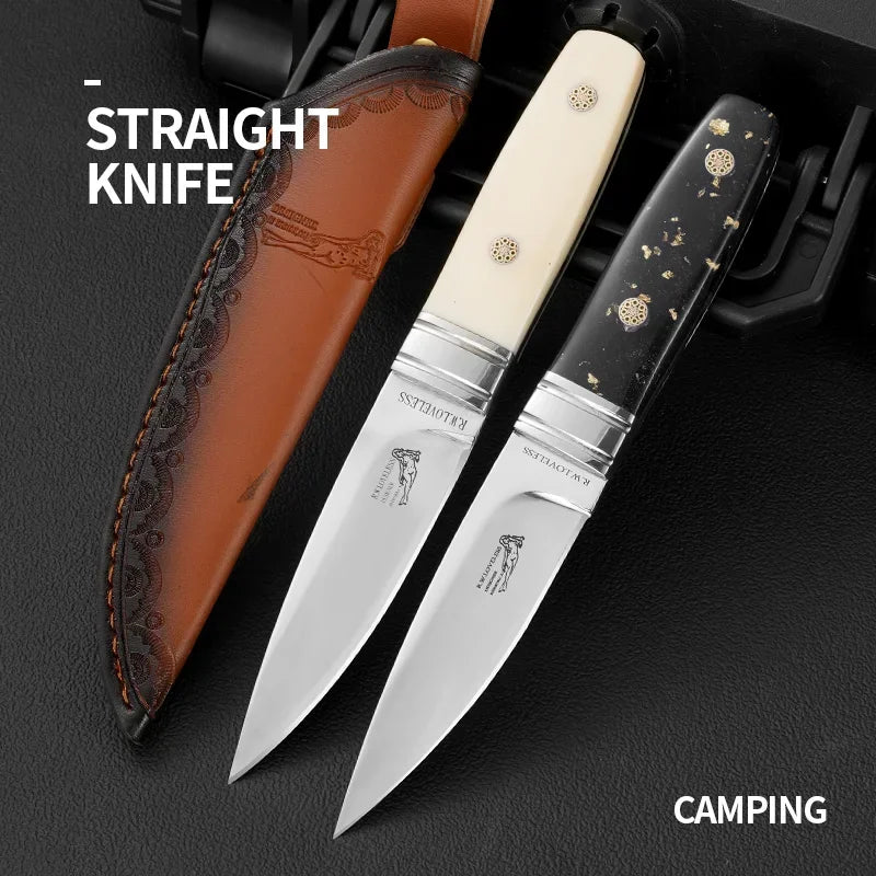 M390 High-Hardness Survival Knife – Nordic Small Straight Mirror-Finish Collector Knife, Camping & Outdoor Fruit Knife