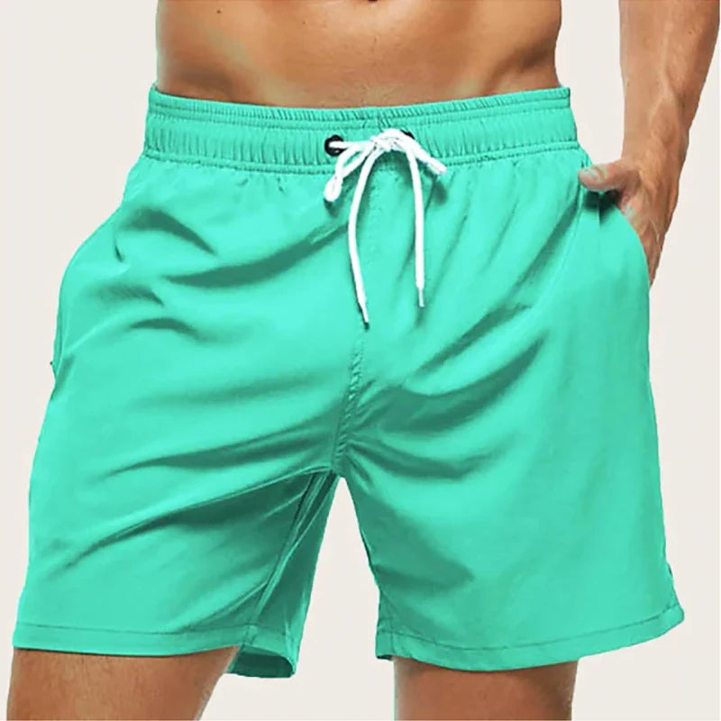 Men’s Quick Dry Swim Trunks – Summer Beach Board Shorts with Side Pockets Mesh Lined Swimwear Bathing Suit