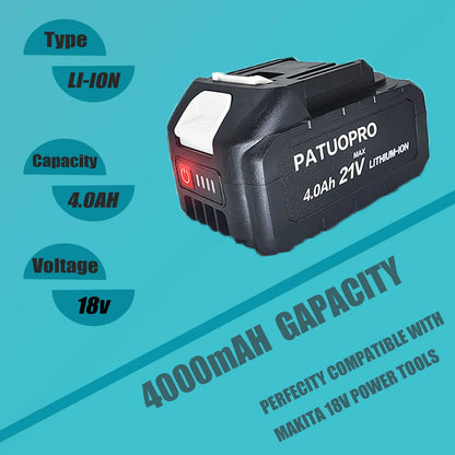 18V/21V Rechargeable Lithium Battery – 2.0Ah, 4.0Ah, 6.0Ah for Makita Cordless Wrench, Hammer Drill, Grinder & Tools