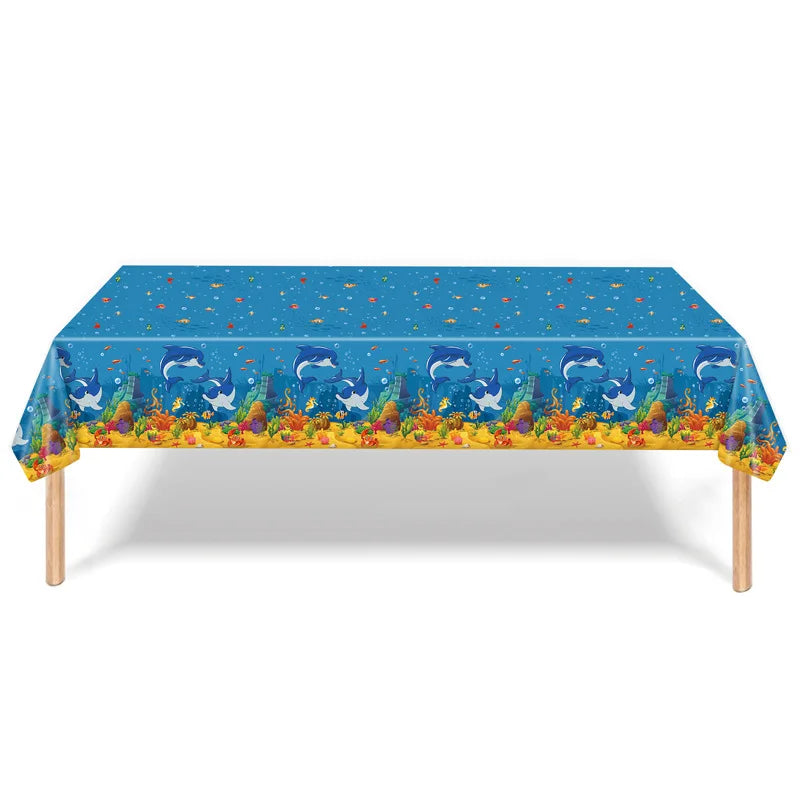 Cartoon Ocean Animal Dolphin Themed Party Supplies - Disposable Tableware, Cups, Plates, Tablecloths, Banners, Balloons for Baby Showers and Birthdays
