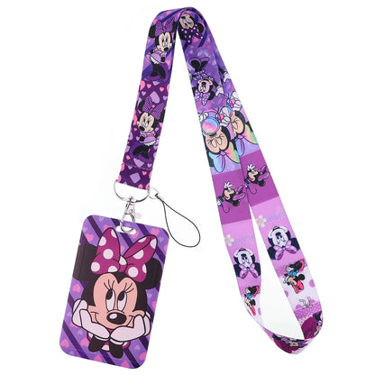 Lilo & Stitch Cute Couples Lanyard – Keychain, ID Badge Holder & Phone Strap with Card Cover Charm Accessories