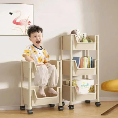 Trolley Bookshelf Kitchen Storage Rack - Narrow Corner Storage Cabinet for Bathroom, Living Room, and Home Organizer
