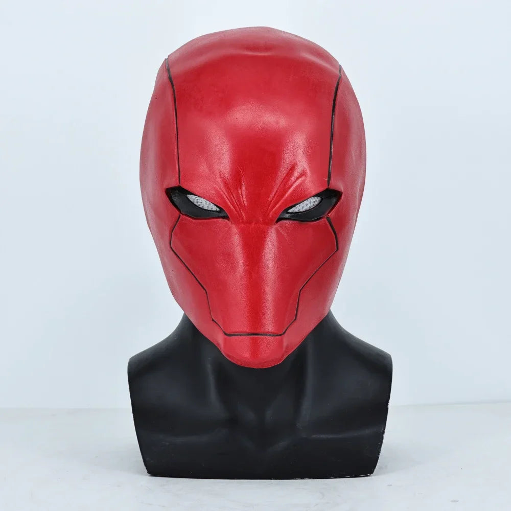 Red Hood Superhero Cosplay Mask — Latex Helmet for Adults, Halloween, Carnival & Masquerade Costume Prop