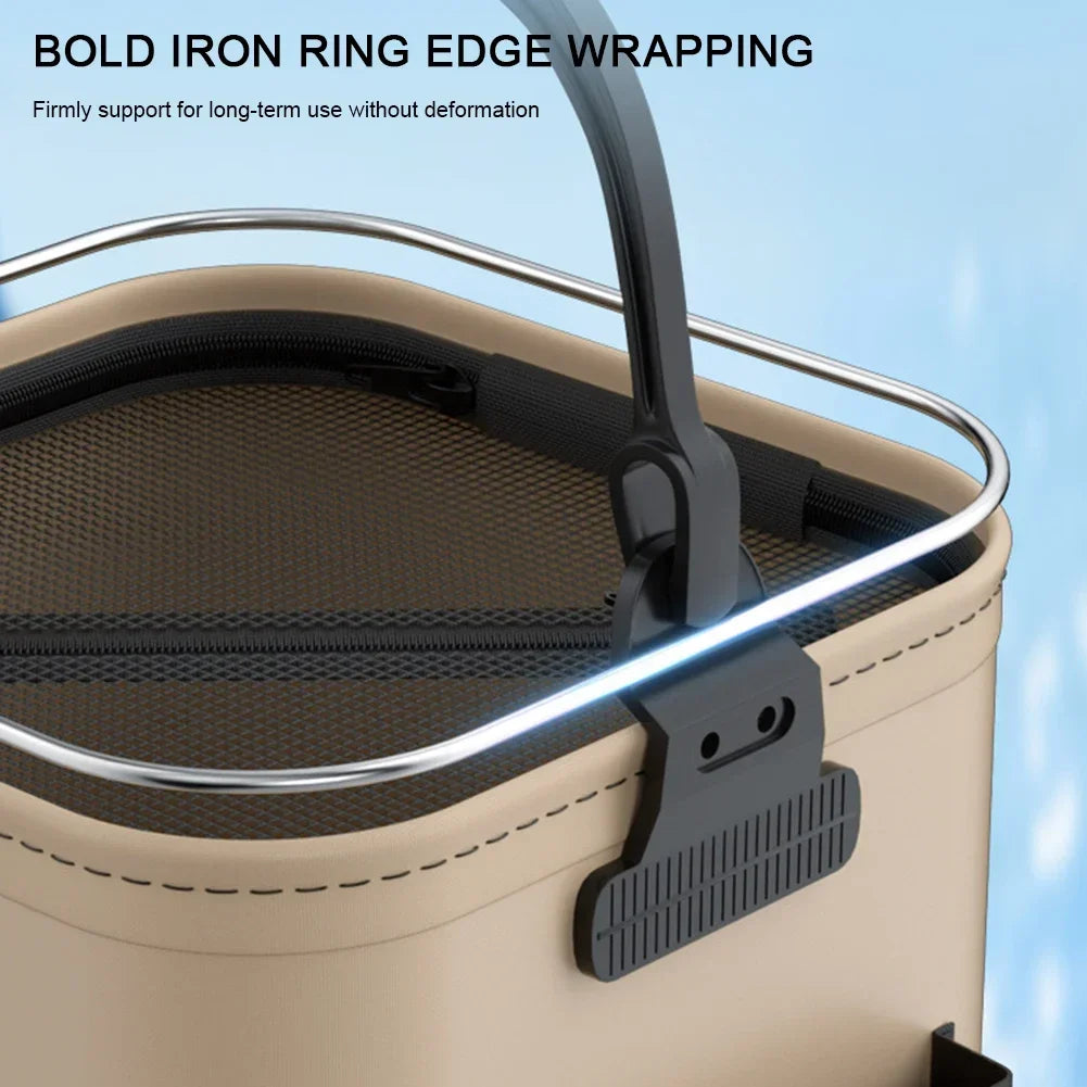8L/13L Folding Fishing Bucket – Multifunction Waterproof Outdoor Camping Bucket with Ergonomic Handle