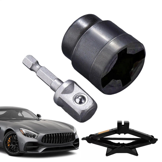 Universal Car Jack Adapter – Scissor & RV Stabilizer Drill Tool with Steel Ball Joint Rod for Impact Wrench and Vehicle Disassembly