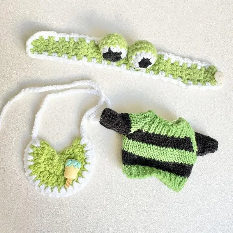 17cm Mini Plush Doll Clothes — Kpop EXO Labubu Idol V1 V2 Outfit Set with Sweater & Headband, Doll Accessories Gift