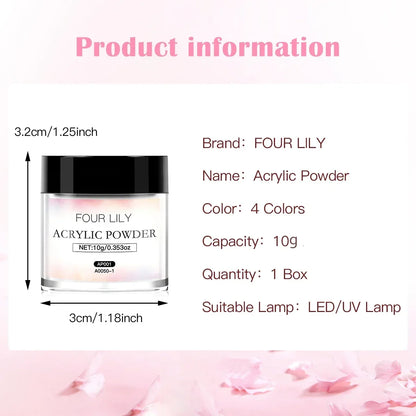 FOUR LILY Acrylic Nail Kit - Acrylic Powder, Liquid & Brush Set for Nail Extensions and Manicure